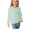 thumbnail image 3 of MeetoTime Girls Long Sleeve Solid Color Shirts Cute Crewneck Casual Blouses Children's Spring Fall Undershirt, 3 of 6