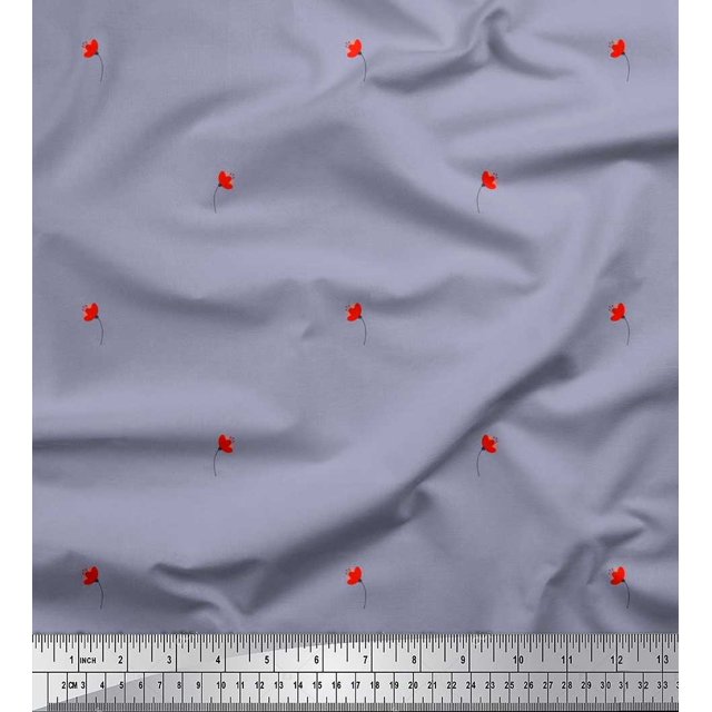 Soimoi Rayon Fabric Floral Clip Art Print Sewing Fabric Yard 56 Inch Wide