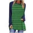 thumbnail image 1 of Blouses pour Femmes Chic Décontracté Femmes Chandail à Rayures Surdimensionné Manches Raglan Longues Col Rond Chandails à Enfiler Chemises 2024 Automne Chandail à Enfiler Tunique Ample Hauts S-109 Vert TTG, 1 of 5