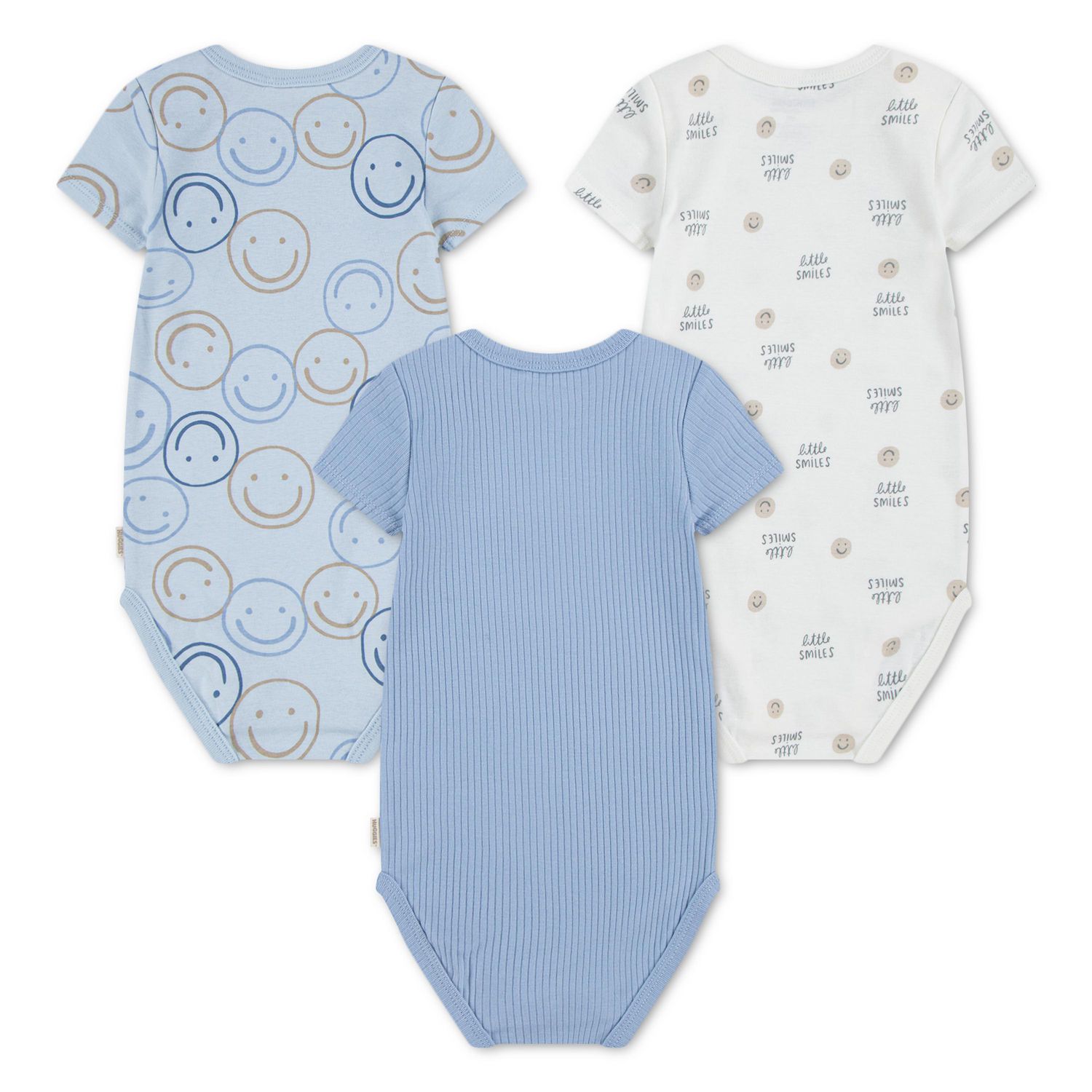 Lot de 3 bodies côtelés en coton biologique Huggies pour bébés garçons