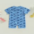 thumbnail image 4 of Summer Newborn Baby Boy One-Piece Swimsuit Cute Shark Print Short Sleeve Zip Up Rashguard Beach Bathing Suit, 4 of 7