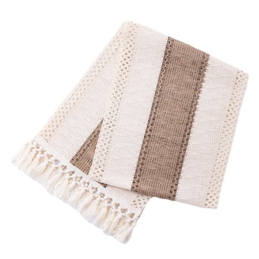 Chemin de Table Bohème Rustique Nappe avec Franges pour Cuisine Maison et Repas Décoration de Mariage