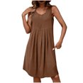 thumbnail image 2 of Ovzne Robes d'Été pour Femmes 2025 Robe pour Femme Mode Femme Été Couleur Unie Sans Manches Col Rond Décontractée Robe en Coton et Lin Robe pour Femmes Liquidation, 2 of 6
