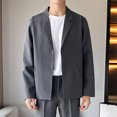 thumbnail image 4 of LOVZFMLL Jackets for Men's Solid Color Leather Suit Fashionable No Iron Plus Leather Suit, 4 of 4