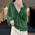 thumbnail image 3 of Womens Button Down Knit Cardigans Long Sleeve V Neck Casual Cardigan Sweaters Light Weight Loose Lounge Wear Fall Green, M, 3 of 5