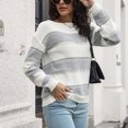 thumbnail image 4 of Dvkptbk Sweaters for Women Pull à Tricoter à Col Rond pour Femmes à Rayures et Manches Longues Clothes en Liquidation, 4 of 6