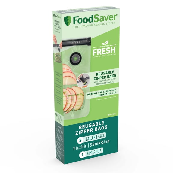 FoodSaver Reusable Gallon Vacuum Zipper Bags (3.78 L), 8 Pack