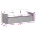 thumbnail image 4 of vidaXL Garden Sofa with Cushions 3-Seater Beige Poly Rattan, 4 of 5