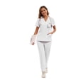 thumbnail image 2 of LYMAYTER Uniforme d'Infirmière pour Femmes à Col en V pour P-2TG Haut de Routine Uni et Pantalon Conception à Multiples Poches Salopettes à Séchage Rapide, 2 of 9
