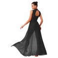 thumbnail image 2 of renvena Costumes de Danse Lyrique pour Femmes Sans Manches à Col Roulé Dos Nu Robe Maxi en Maille Tulle Noire G, 2 of 5