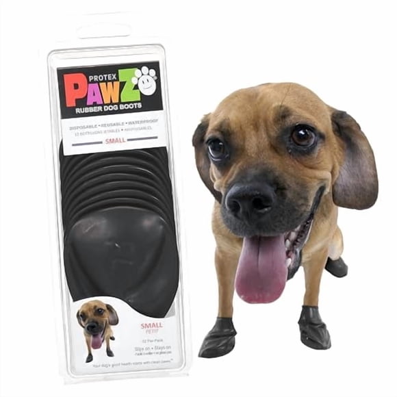 Pawz Bottes pour Chien Imperméables PZBLKS, Petites, de 2 Po à 2,5 Po, Noires