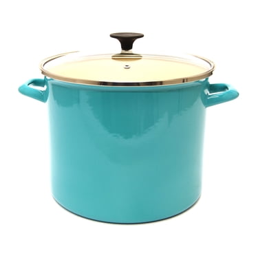 Starfrit 11L (11.6QT) Carbon Steel Stockpot with Glass Lid, Enameled Exterior, Oven Safe, PFOA Free, Easy to Clean, Blue