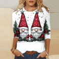 thumbnail image 2 of yoeyez T-Shirts de Noël Laids pour Femmes Manches 3/4 Hauts de Noël Mignons Chandail à Paillettes Imprimé Arbre de Noël Chandail de Fête d'Automne Tunique à Col Rond, 2 of 5