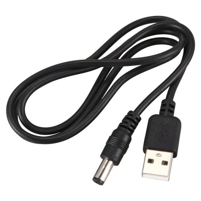 4X USB Cable 5.5mm / 2.1mm 5V DC Barrel Jack Power Cable (Black, 75cm)
