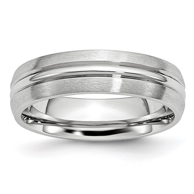 Cobalt Satin and Polished Grooved 6mm Band Size 7