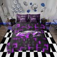 thumbnail image 1 of Erosebridal Purple Racing Car Bedding Sets Full Size, Neon Geometric Comforter Sets with Sheets, Speed Sports Decor, Reversible 7pcs, 1 of 5