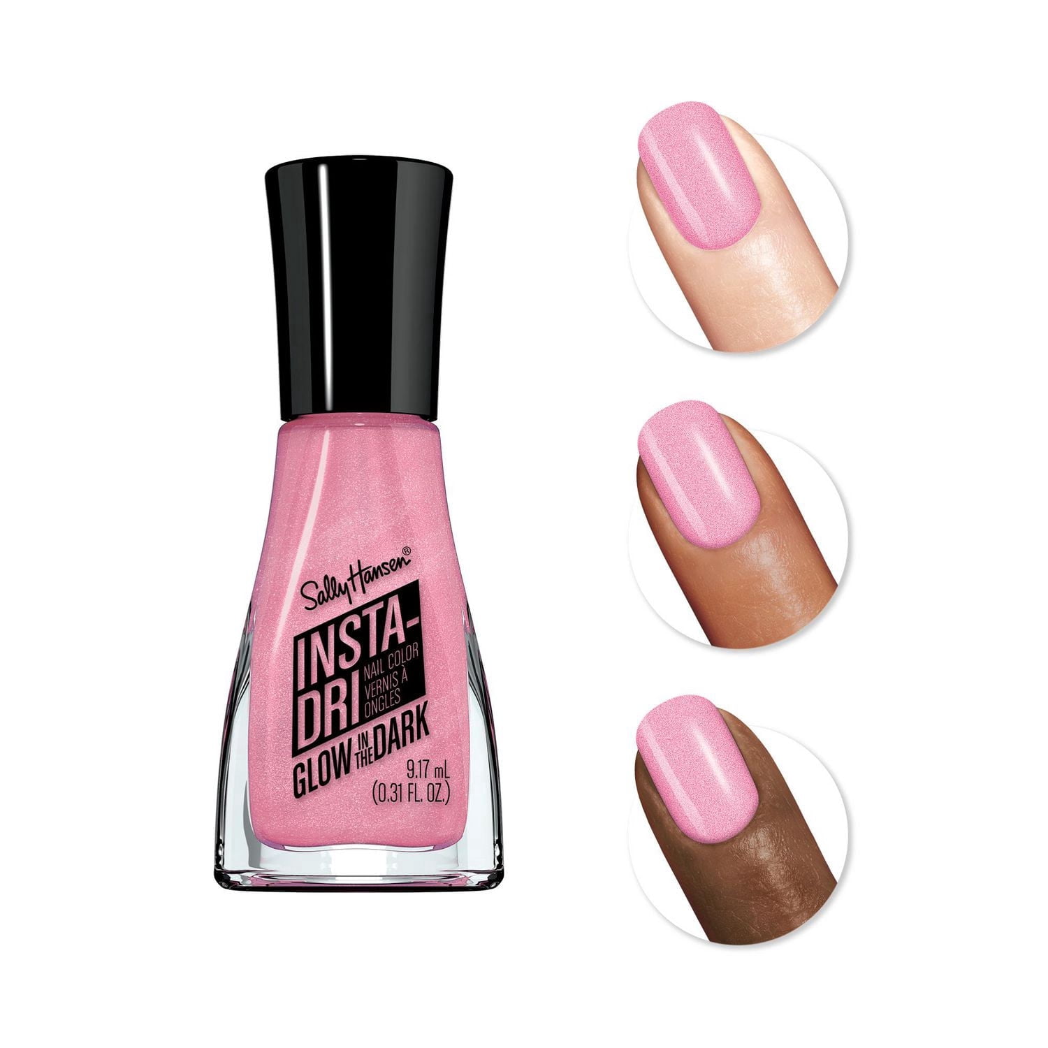 Vernis à ongles Insta-Dri®, formule 3-en-1 avec vernis à ongles et couche de finition. 1 Trait. 1 Couche. Terminé. Sèche en 60 secondes