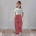 thumbnail image 1 of PMVFHDE Kids Pants Medium And Large Children Casual Girls Solid Color Drawstring Sweatpants,RD2,5-6 Years, 1 of 6