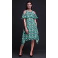 thumbnail image 4 of Bimba Green Floral Printed Womens Cold Shoulder Tunic Party Round Neck Shift Dress - XXX-Large, 4 of 6