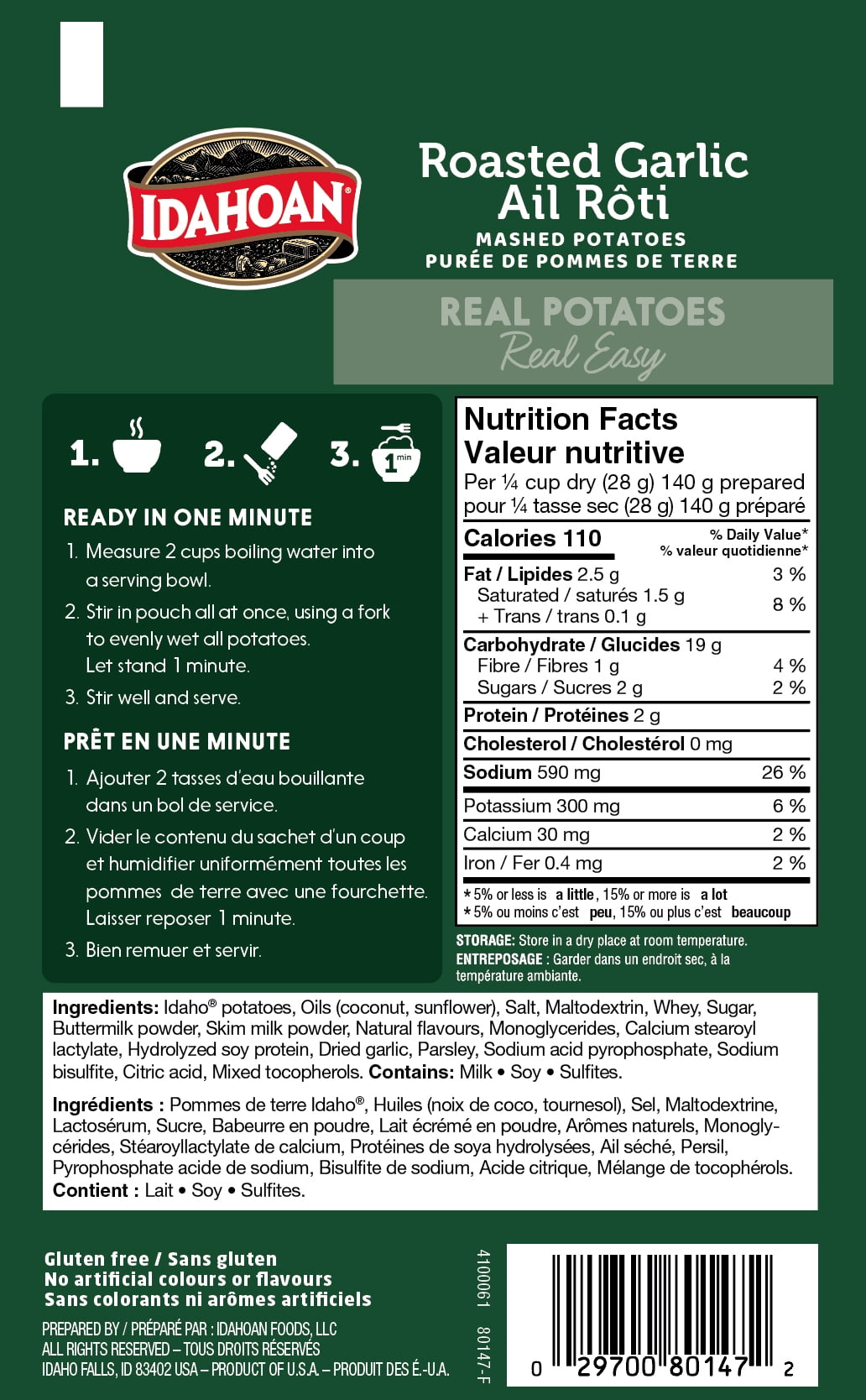 Idahoan - Purée de pommes de terre à l'ail roti d'Idahoan