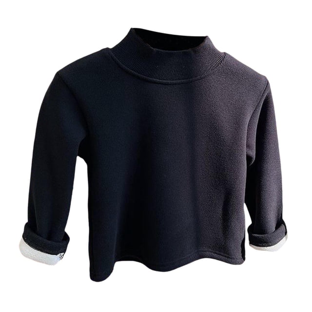 Chemises Garçons Automne Hiver Col Trutle à Manches Longues Pull Basique Noir 3-4 Ans