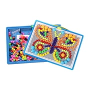 Mosaic Puzzle, Shape Pattern Blocks, Nail Peg Puzzle Montessori Board Game for Kids Toddlers Ages 4 5 6 7 Years Old , 620 Pegs