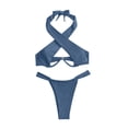thumbnail image 5 of Cameland Ensembles de Bikinis pour Femmes, Couleur Unie, Mode Décontractée, à Larges Bretelles, Ajourés, 5 of 5