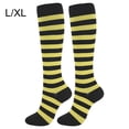 thumbnail image 1 of Bas de Compression 20-30 mmHg Longueur Genou 20-30 mmHg Bas de Compression Femmes Bas de Sport pour Unisexe Course Cyclisme, Jaune Noir, G/TG, 1 of 7