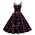 thumbnail image 1 of TJAZFJPA Robe de Sortie Robe Cancer Femmes Robe Cancer Ruban Rose Imprimé Sensibilisation au Cancer Sans Manches Robe des Années 1950 Plus Forte Que le Cancer Robe à Manches Courtes Robe Formelle pour Femmes Robe Maxi pour Femmes, 1 of 3