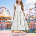 thumbnail image 2 of Diufon Girls Maxi Dress Summer Casual Cap Sleeve A Line Sundress Ruffle Hem Flowy Dress for Tween 3-13 Years, 2 of 9