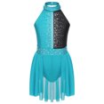 thumbnail image 3 of Runhomal Robe de Danse Ballet Sans Manches pour Filles Enfants, Tenue de Danse Gymnastique Vert&Noir 6, 3 of 7