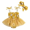 thumbnail image 1 of MIASHUI Barboteuse Sans Manches à Imprimé Floral pour Filles, Robe Tutu en Maille avec Bandeaux, Jaune, 6-12 Mois, 1 of 4