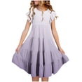 thumbnail image 2 of Tranfacy Robes d'Été pour Ados, Robes pour Filles Taille 10-12, Robe d'Été pour Filles 6-15 Mode Robe à Dégradé de Couleurs avec Poches Manches Courtes Col Rond Robe Trapèze, 2 of 5