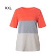 thumbnail image 4 of T-shirt pour Femmes à Blocs de Couleur, Manches Courtes, Col Rond, Blouse à Col en T, Rouge Coloré, TTG, 4 of 6