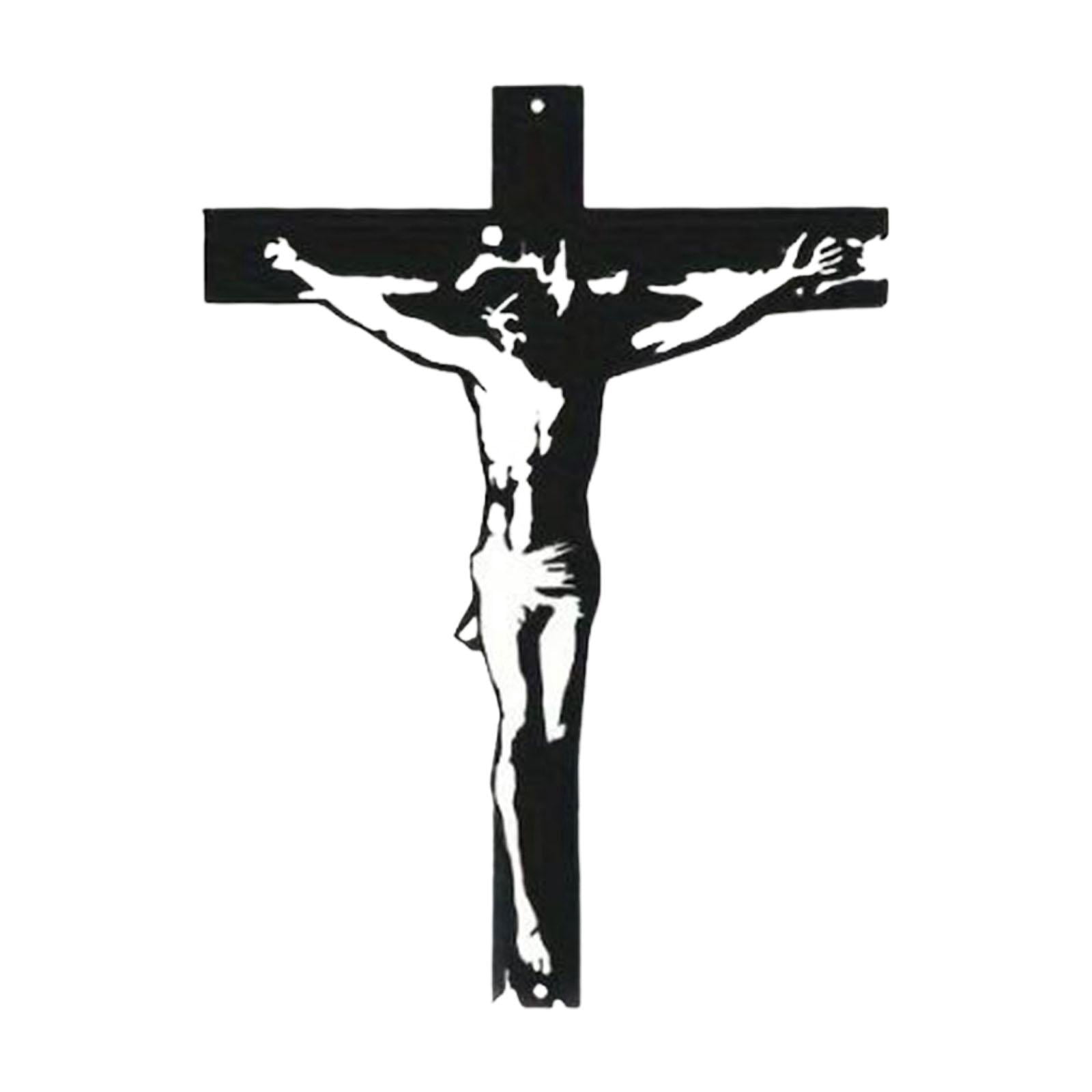 DOLITY Crucifix Statue Jesus Wall Hanging Cross for Baptism Decor Home Thanksgiving Black