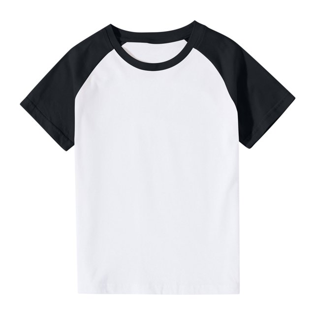 VKOYWKM T-Shirts pour Tout-Petits Garçons Filles à Blocs de Couleur Raglan Hauts Mignons Col Rond Manches Courtes T-Shirts Petites Filles Chemise de Rentrée