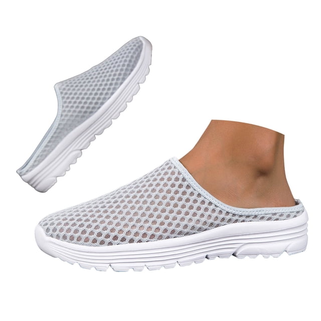 Dakaela Womens Mesh Walking Mules Comfortable Walking Running Shoes Open Back Slip on Sneakers