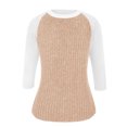 thumbnail image 4 of Yuyuzo Women 3/4 Sleeve Tops Round Neck Loose Casual Blouses Fall Color Block Loose Ribbed Knit Soft Tops, 4 of 6