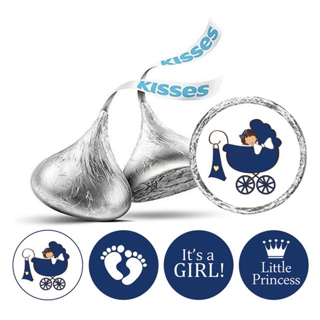 Darling Souvenir 190 Pcs DIY Candy Chocolate Labels Its A Girl Theme Stickers-Navy Blue
