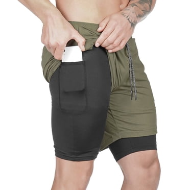 TopLLC Mens Shorts, Men's Trousers Half Shorts Pants Men's Double Layer Sports Shorts Gym And Training Quick Dry Five Pants