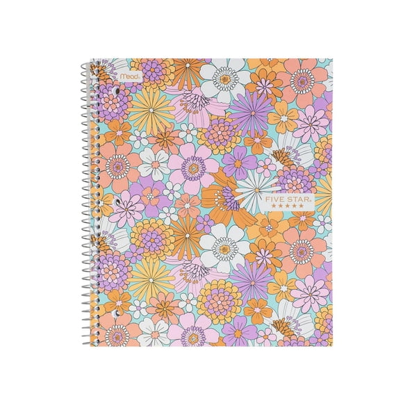 Five Star 3 Subject Retro Florals Notebook 240 Pages