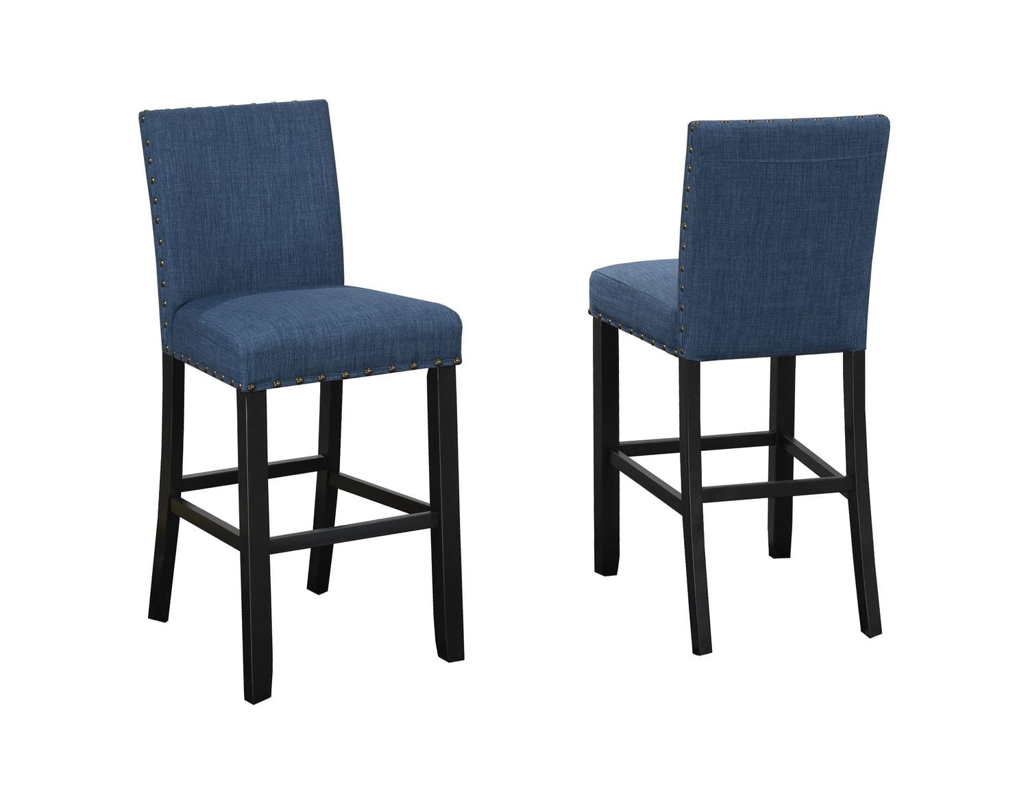 Brassex Inc Indira 29" bar Stool with Nail-Head Trim, Set of 2, Blue