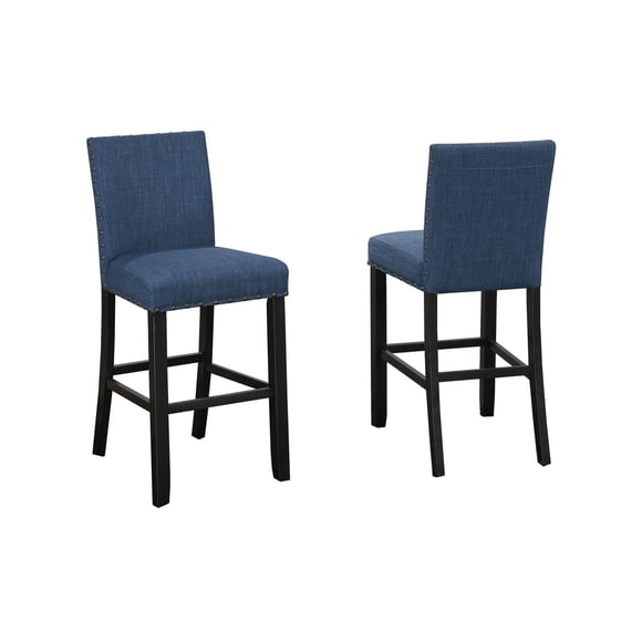 Brassex Inc Indira 29" bar Stool with Nail-Head Trim, Set of 2, Blue