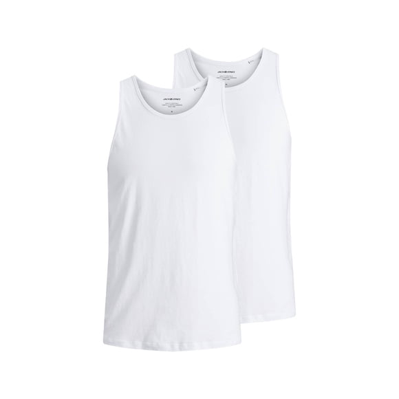Jack & Jones Men's Tank Top, 2-Pack - JACBASIC TANKTOP, solid color, cotton White XL (X-Large)