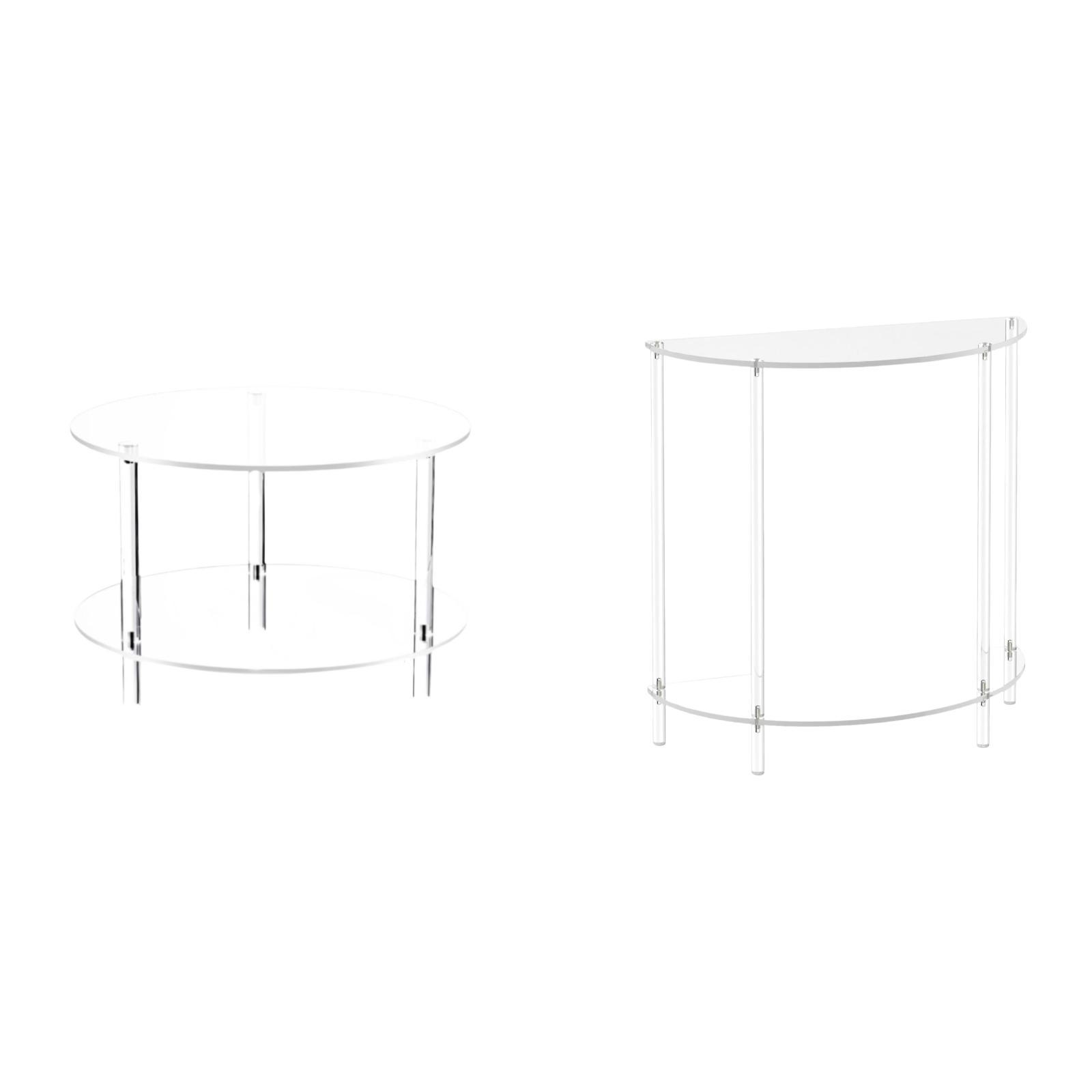 Lipstore Acrylic Compact Side Table for Small Space Two Tier Accent End Table Skinny Nightstand Bedside Furniture Easy Assembly for Living Room Bathroom Home D
