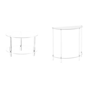 Lipstore Acrylic Compact Side Table for Small Space Two Tier Accent End Table Skinny Nightstand Bedside Furniture Easy Assembly for Living Room Bathroom Home D
