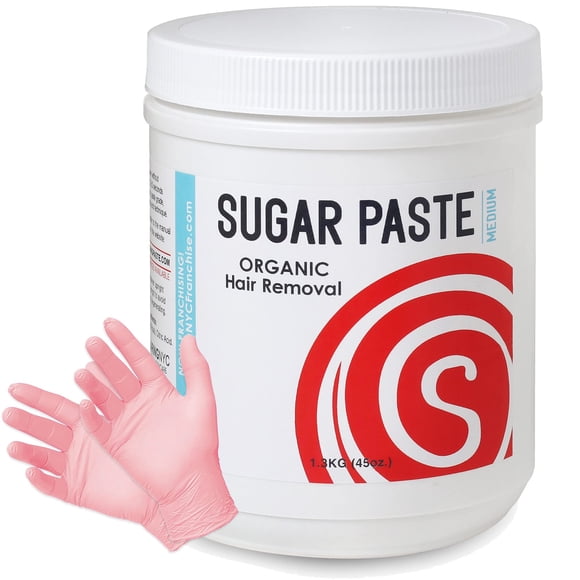 Sugaring Pâte - Pâte Universelle de Qualité Moyenne pour Grandes Zones, Dos, Épaules, Bras, Jambes + Ensemble Gants