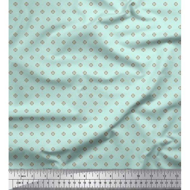 Soimoi Poly Georgette Fabric Dot & Heart Shirting Print Fabric by The Yard 42 Inch Wide