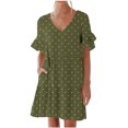 thumbnail image 2 of Liquidation d'Été 2025! Robe pour Femme Grande Taille, Liquidation de Robes d'Été pour Femmes, Robe d'Été Décontractée pour Femme Douce et Mignonne à Col en V avec Poches, Manches Courtes, Volants, 2 of 5