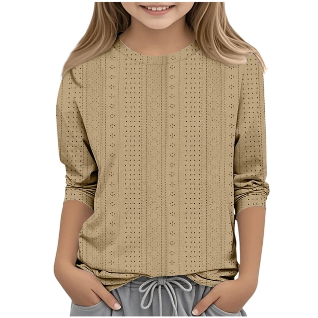 Bwiyojiz Tailles Mode 110-160 T-Shirt/chemise pour Enfants Uni Manches 3/4 Col Rond
